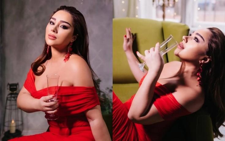 Xatirə qırmızı, uzun libasda - FOTO